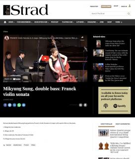 フランク・ヴァイオリン・ソナタを演奏するソン・ミギョンを特集したストラッドのウェブサイト